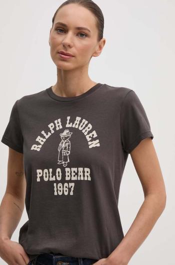 Bavlněné tričko Polo Ralph Lauren šedá barva, 211941221