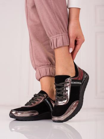 Pohodlné dámske strieborné tenisky bez podpätku