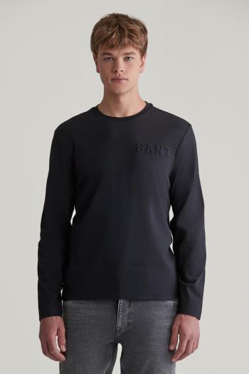 TRIČKO GANT EMBOSSED LS TSHIRT BLACK