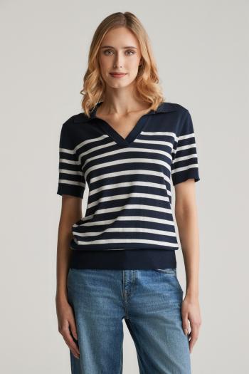 SVETR GANT FINE KNIT STRIPED SS RUGGER EVENING BLUE