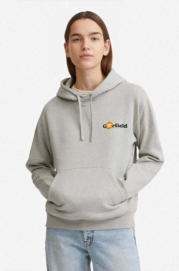 Bavlněná mikina Wood Wood X Garfield Jenn Hoodie Double Trouble 30042401-2424 GREY MELANGE dámská, šedá barva, s kapucí, potiskem