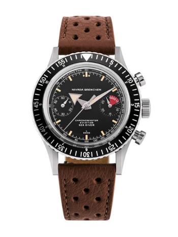 Nivada Grenchen Chronomaster Broad Arrow - Inter. Bezel - Manual - Brown Racing Strap