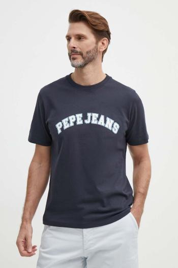 Bavlněné tričko Pepe Jeans CLEMENT tmavomodrá barva, s potiskem, PM509220