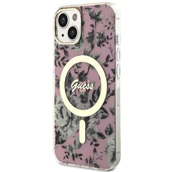 Guess PC/TPU Flowers IML MagSafe Kompatibilní Zadní Kryt pro iPhone 13 Pink (GUHMP13MHCFWSP)