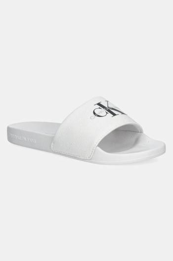 Pantofle Calvin Klein Jeans SLIDE MONOGRAM WMNS dámské, bílá barva, YW0YW01835