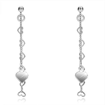 Strieborné náušnice 925, hranatá a srdiečková retiazka, ploché srdce