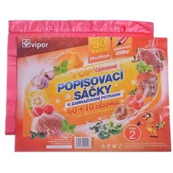 VIPOR Sáček HDPE zamrazovací 25× 35cm, 50 ks, červená (8594030940426)