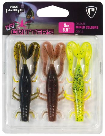 Fox rage gumová nástraha critters mixed uv colour packs 3 ks-délka 7 cm