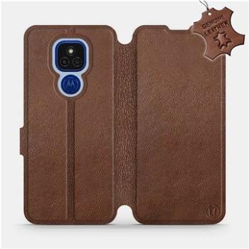 Kožené flip pouzdro na mobil Motorola Moto E7 Plus - Hnědé -  Brown Leather (5903516384365)