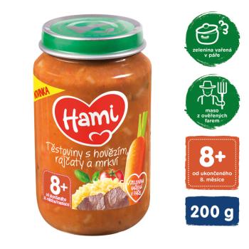 HAMI Příkrm masozeleninový Těstoviny s hovězím, rajčaty a mrkví 200g, 8+