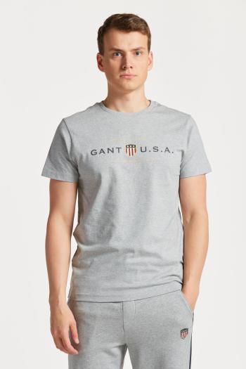 TRIČKO GANT D1. BANNER SHIELD SS T-SHIRT GREY MELANGE