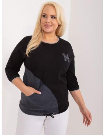 Dámská halenka plus size s aplikací černá 