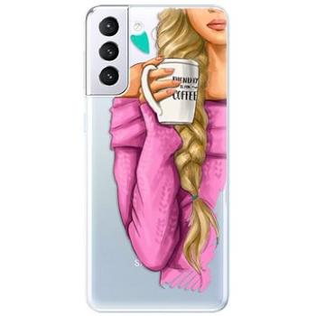 iSaprio My Coffe and Blond Girl pro Samsung Galaxy S21+ (coffblon-TPU3-S21p)