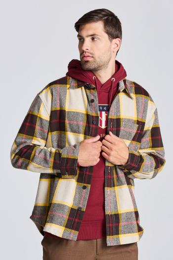 KOŠILE GANT D2. PLAID WOOL OVERSHIRT RICH BROWN