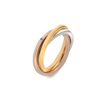 Hot Diamonds Trojitý pozlacený stříbrný prsten s pravým diamantem Trio DR297 50 mm