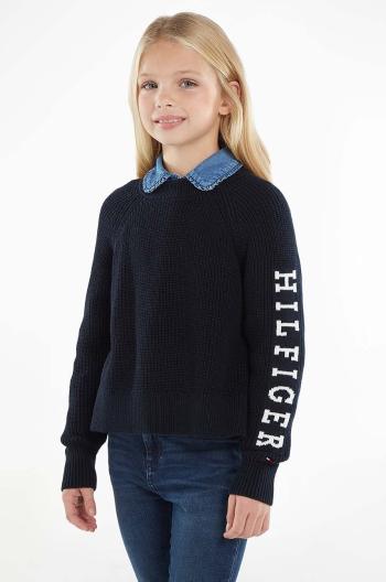 Dětský bavlněný svetr Tommy Hilfiger tmavomodrá barva, hřejivý