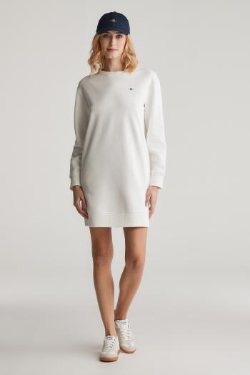MIKINOVÉ ŠATY GANT SHIELD C-NECK SWEAT DRESS EGGSHELL