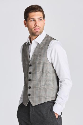 VESTA GANT D2. GLEN CHECK SUIT WAISTCOAT BLACK