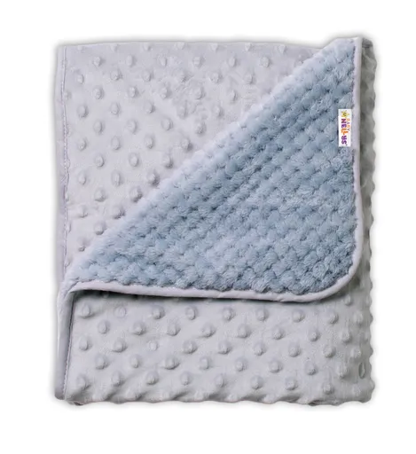 Baby Nellys Dětská luxusní oboustranná deka s minky 80x90 cm, šedá