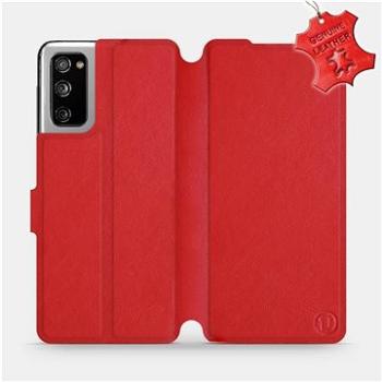 Flipové pouzdro na mobil Samsung Galaxy S20 FE - Červené - kožené -   Red Leather (5903516466979)