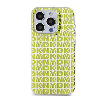 DKNY PC/TPU Repeat Pattern iPhone 15 Pro hátlap tok, sárga