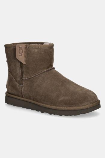 Semišové sněhule UGG Classic Mini Bailey Zip hnědá barva, 1151230-HCK