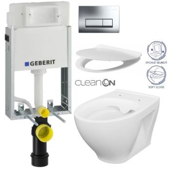 GEBERIT KOMBIFIXBasic vč. chromového tlačítka DELTA 51 + WC CERSANIT CLEANON MODUO + SEDÁTKO 110.100.00.1 51CR MO1