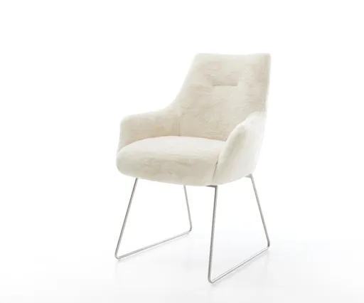 Jídelní židle Alja-Flex s područkami plyšový manšestr krémová