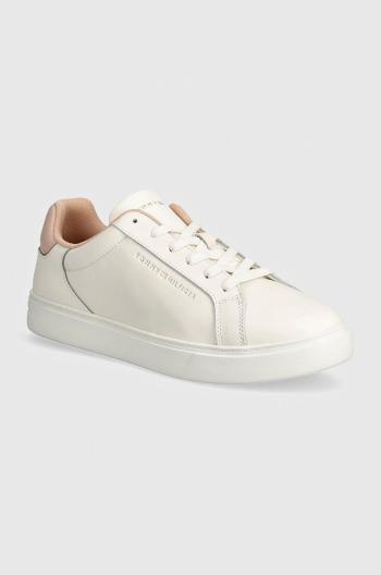 Kožené sneakers boty Tommy Hilfiger ESSENTIAL COURT SNEAKER béžová barva, FW0FW08000