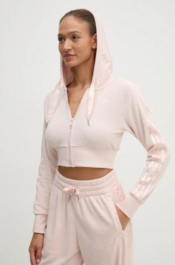 Mikina adidas Originals Femme Galore Short Fulzip Hoodie dámská, růžová barva, s kapucí, s aplikací, JN3005