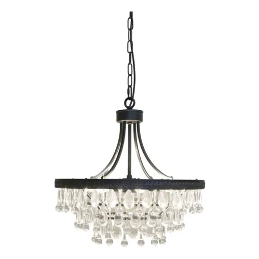 Černý antik lustr s kapkovitými krystaly Versailles - 50*49cm/ E14/ 40W Chic Antique