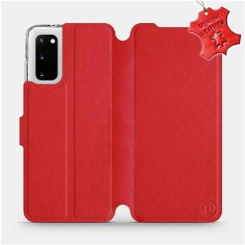 Flip pouzdro na mobil Samsung Galaxy S20 - Červené - kožené -   Red Leather (5903516169542)