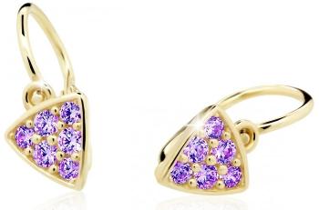 Cutie Jewellery Třpytivé dětské náušnice ze žlutého zlata C2207-10-X-1 fialová