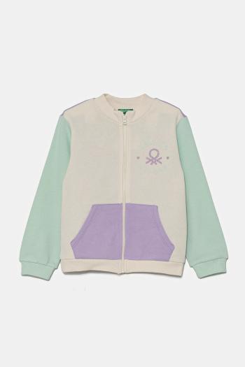 Detská bavlnená mikina United Colors of Benetton fialová farba, vzorovaná, 3J70G503N
