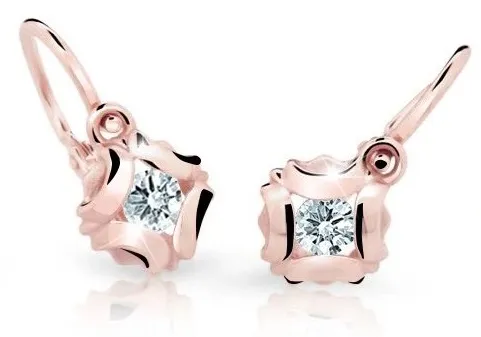 Cutie Jewellery Slušivé dětské náušnice z růžového zlata C2216-10-X-4 bílá