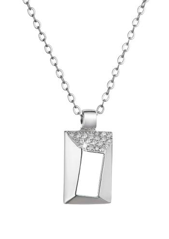 Evolution Group - Pavona Stříbrný náhrdelník Obdélník se zirkony 12055.1 crystal