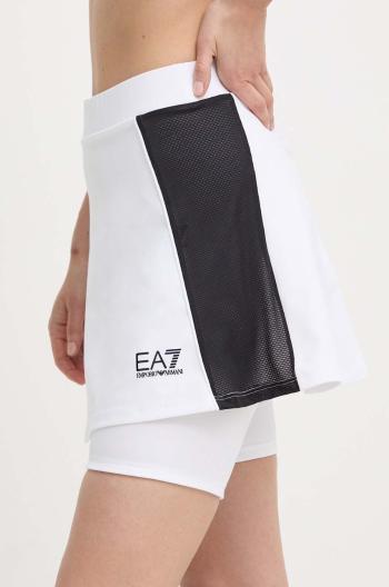 Sportovní sukně EA7 Emporio Armani bílá barva, mini