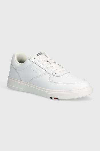 Kožené sneakers boty Tommy Hilfiger MODERN CUP CORPORATE LTH bílá barva, FM0FM04941