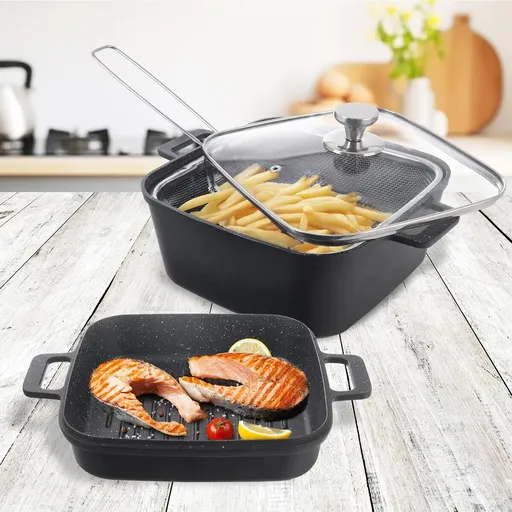 Pekáč GRANDE s víkem a fritovacím košíkem