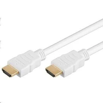 PremiumCord HDMI High Speed + Ethernet kabel, bílý, zlacené konektory, 2m