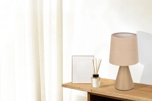 SATTI hnědá keramická stolní lampa se stínidlem E14 1x40W klasická dekorativní elegantní do obývacího pokoje, ložnice, kancelář, teplé barvy