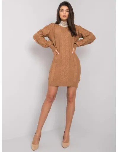 Dámské šaty s nášivkou Shandee RUE PARIS hnědé