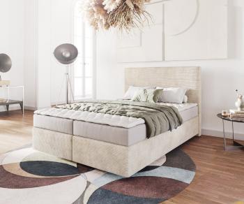 Boxspring postel Dream-Well 140x200 cm manšestr béžová