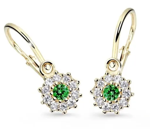 Cutie Jewellery Zlaté dětské náušnice C2749-10-X-1 zelená