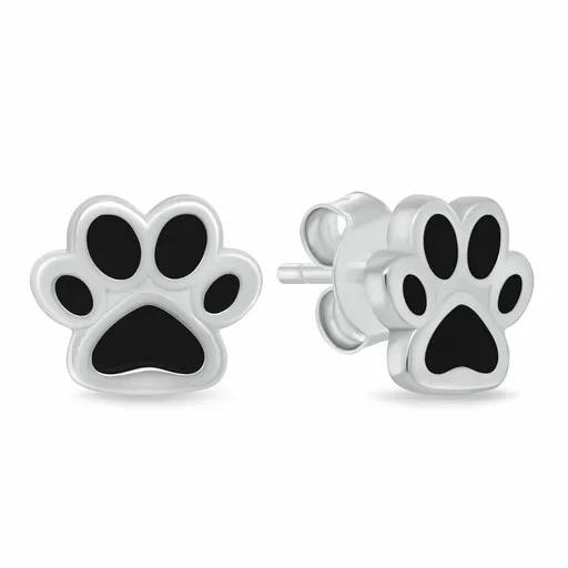 Brilio Silver Roztomilé stříbrné náušnice Černá tlapka EA1213WBC