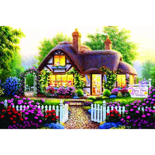 Diamantové malování Květinová chaloupka 30 x 40 cm