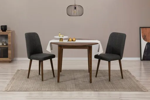 Jídelní set s rozkládacím stolem a židlemi (3 kusy) Vina 1053 - Walnut, Anthracite