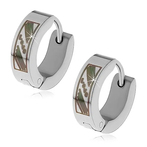 Ocelové náušnice - černá linie a diagonální nápis LOVE