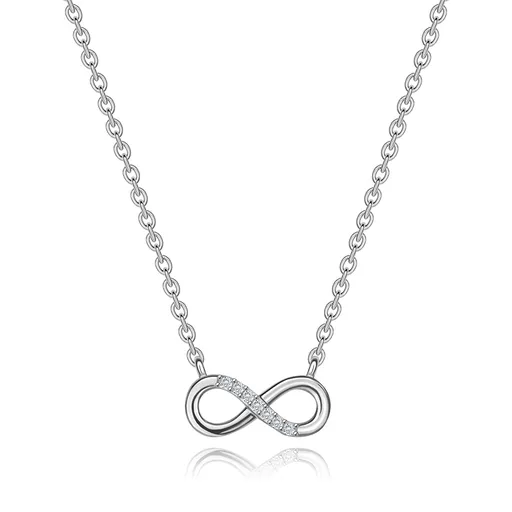 Stříbrný 925 náhrdelník - symbol nekonečna, linie čirých zirkonů