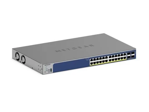 Netgear 24-Port Gigabit Ethernet, PoE+, Smart Switch, 4 SFP+ Ports (190W) - GS728TXP